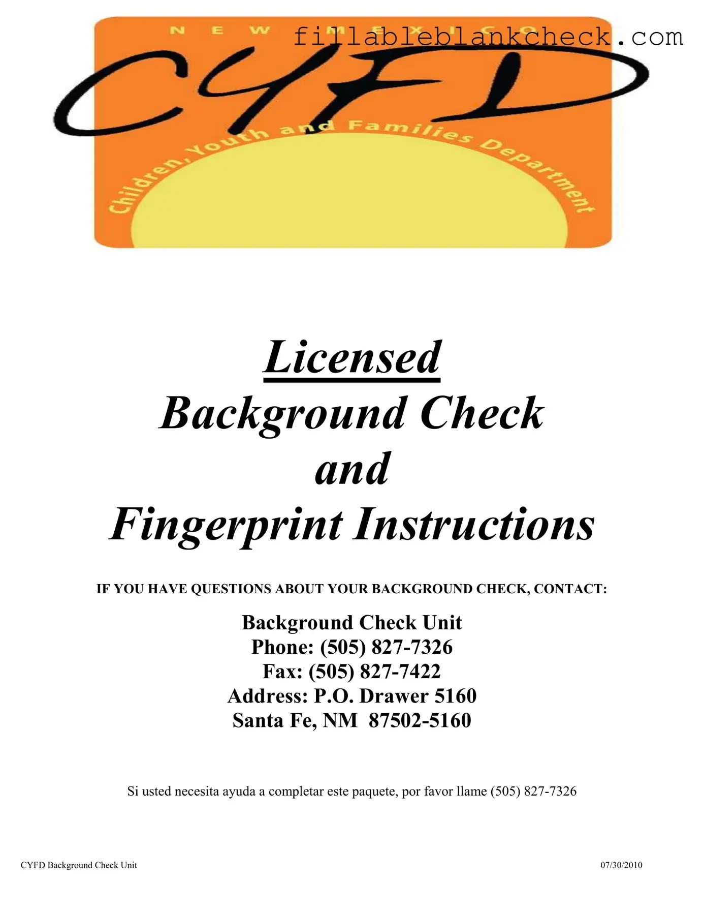 Printable Cyfd Background Check Template in PDF