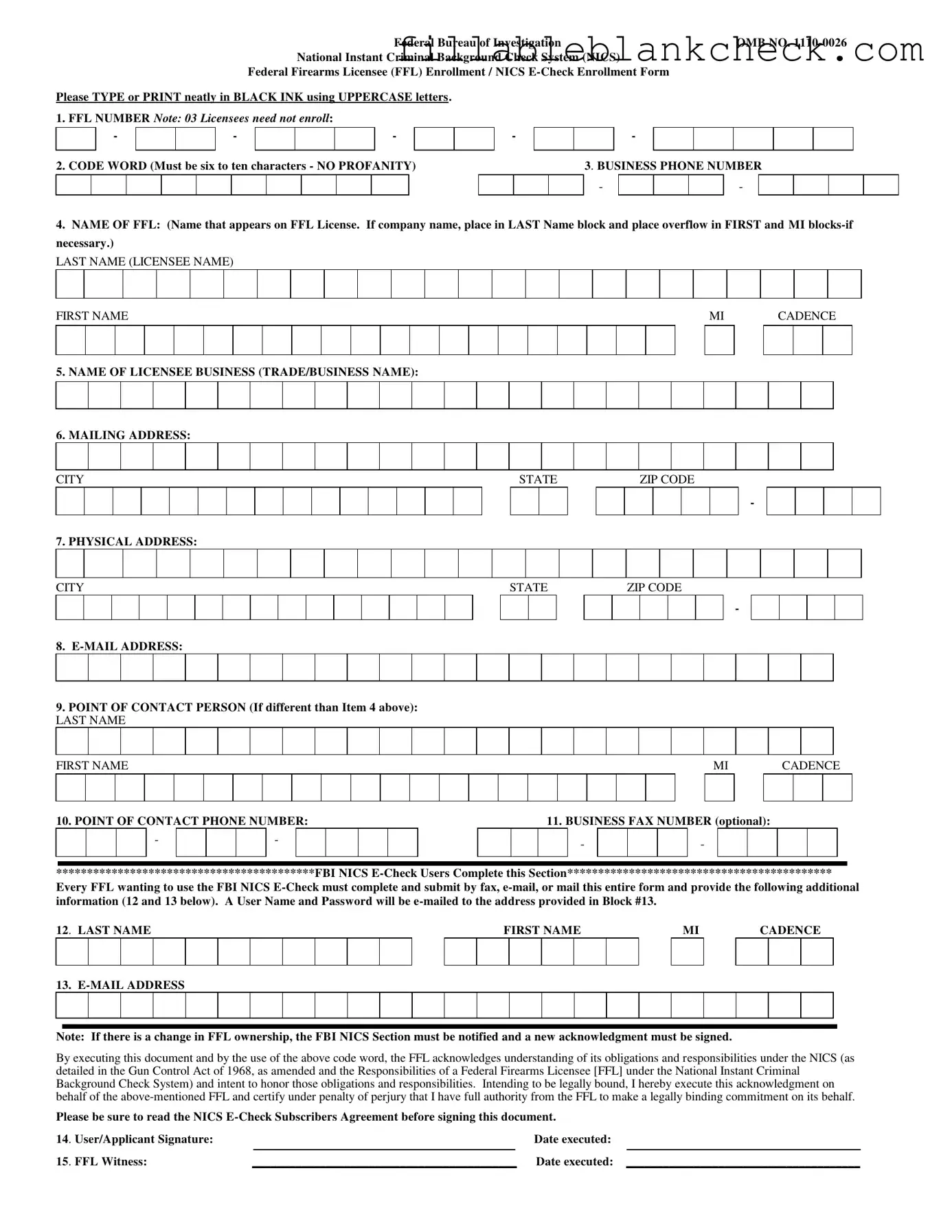 Printable E Check Enrollment Template in PDF