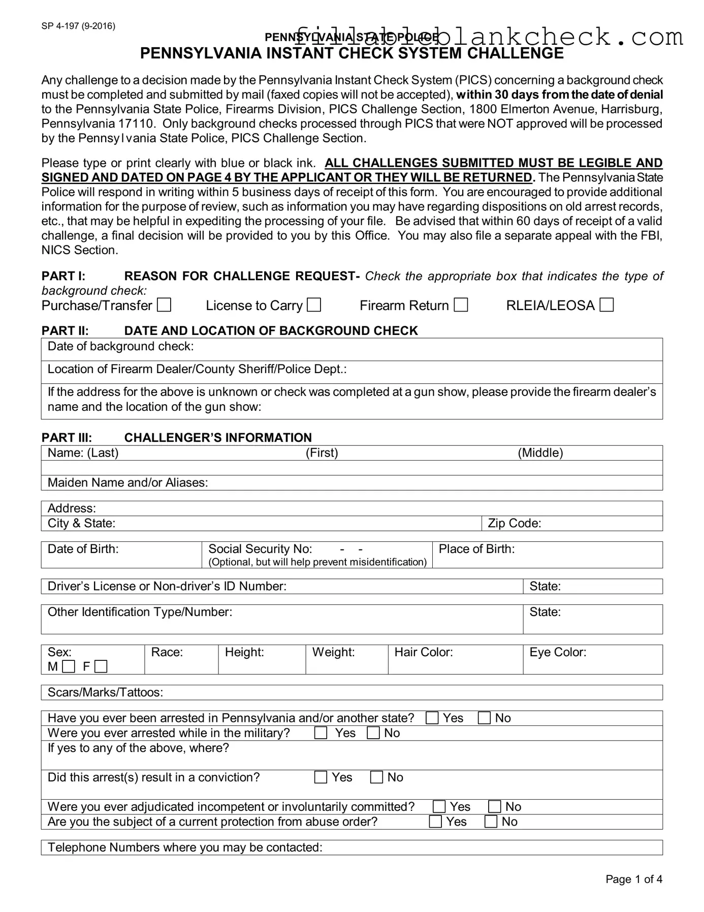 Printable Pennsylvania Instant Check System Template in PDF